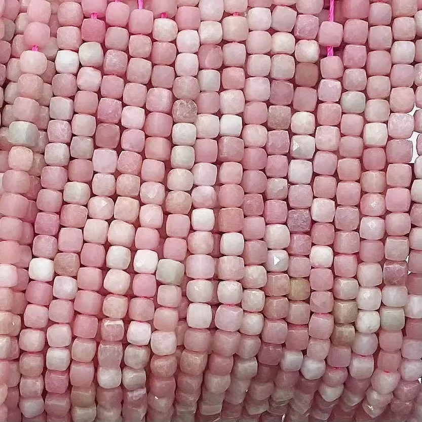 Natural Domestic pink opal Cuts Square Loose Beads Jewelry Making DIY Bracelet Necklace 38cm Gemstone Fashion Women Accessories