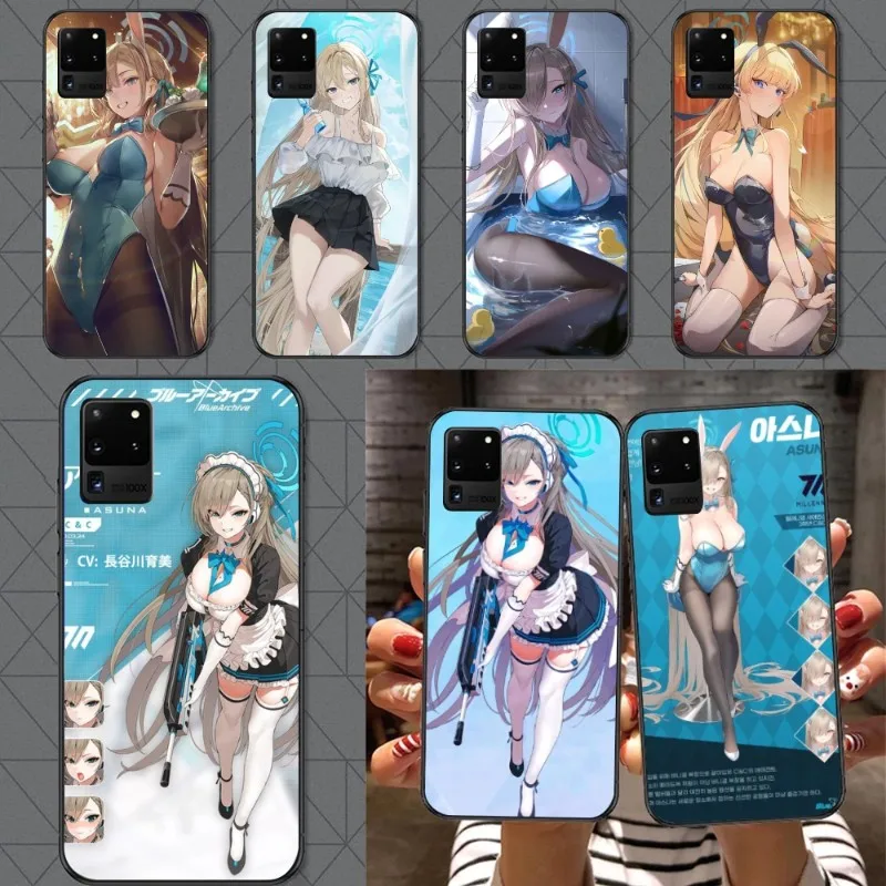 Blue Archive Asuna Smart Phone Case for Samsung A91 A81 A73 A72 A71 A30S A20 A12 A13 A52 A53 4G 5G Black Soft Phone Cover Funda