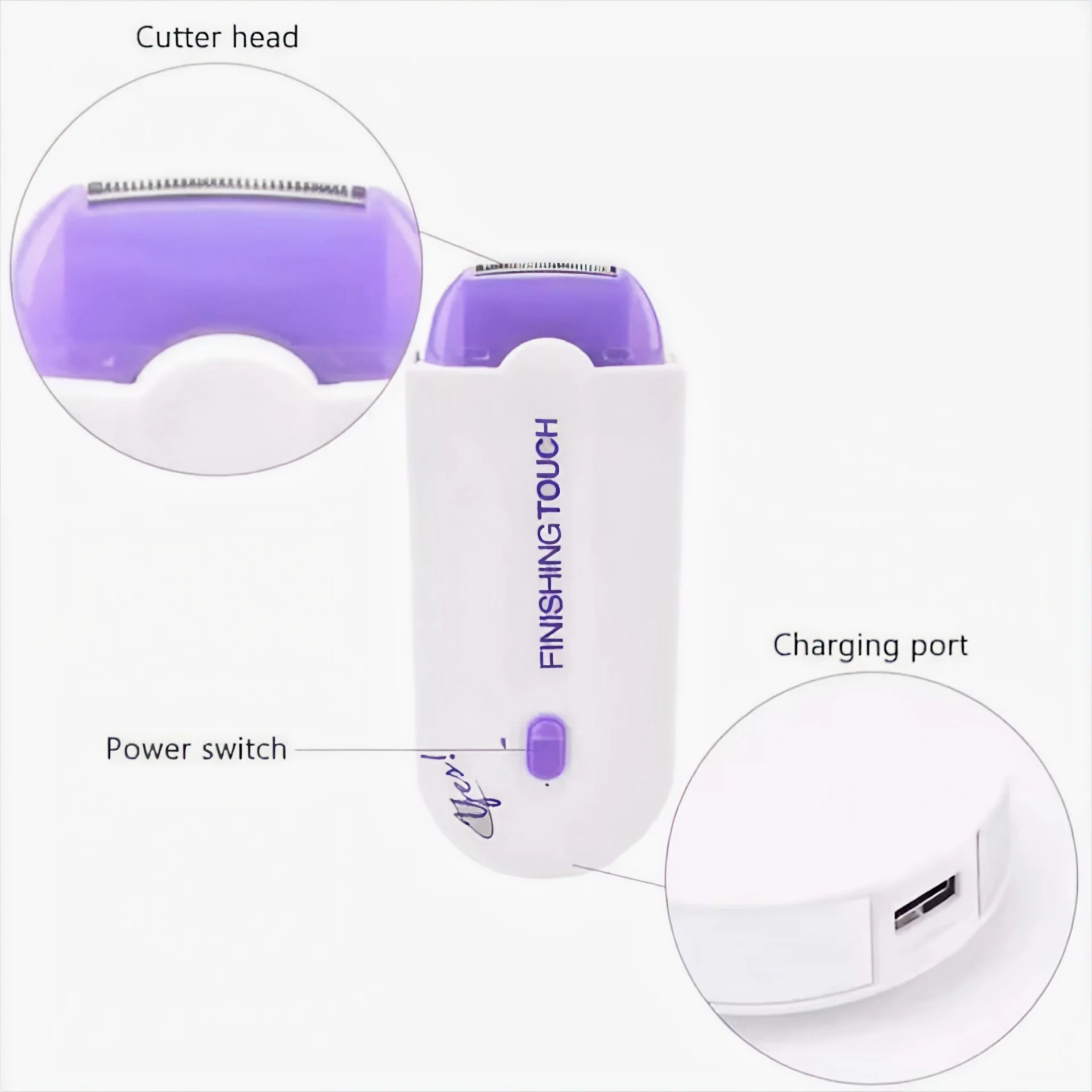 ماكينة تشذيب شعر الجسم الكهربائية - ماكينة تشذيب الفخذ للرجال - ماكينة تشذيب البيكيني للنساء - ماكينة حلاقة رطبة/جافة، رؤوس قابلة للاستبدال، USB #2