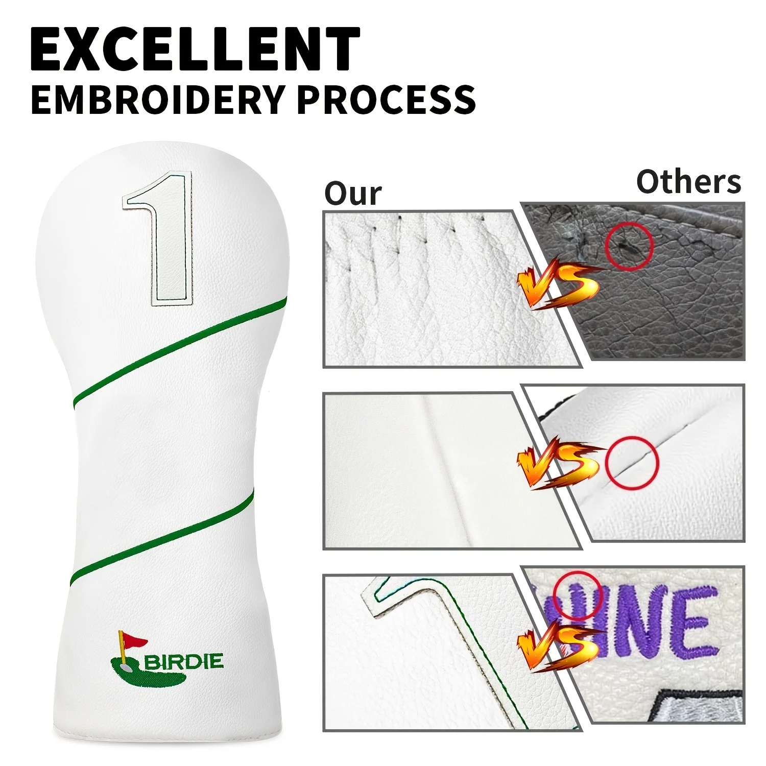 1pc/3pcs Driver, Fairway, Hybrids Headcover - Small Green Design Style Golf Club Cover Suitable for Male And Female Outdoor image 3