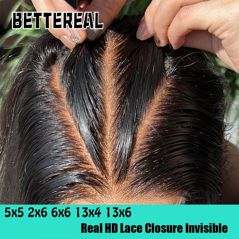Bettereal 6X6 HD Lace Closure Invisible HD Transparent Lace Melt Skins Straight & Body Wave 2x6 5x5 13x4 13x6 HD Lace Frontal