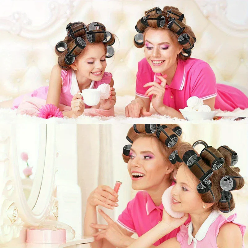 24pcs/Set Self Grip Hair Rollers No Heat Hair Clip Curlers Heatless Curls Hair Bangs Volume Self-adhesive Hook DIY Styling Tools