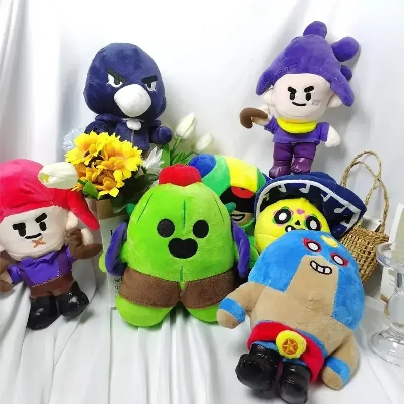 30cm Hot Game Brawlers Plush Toy Spike Shelly Colt Leon Poco Crow Primo Stuff Supercell Game Characters Toys Kids Birthday Gifts