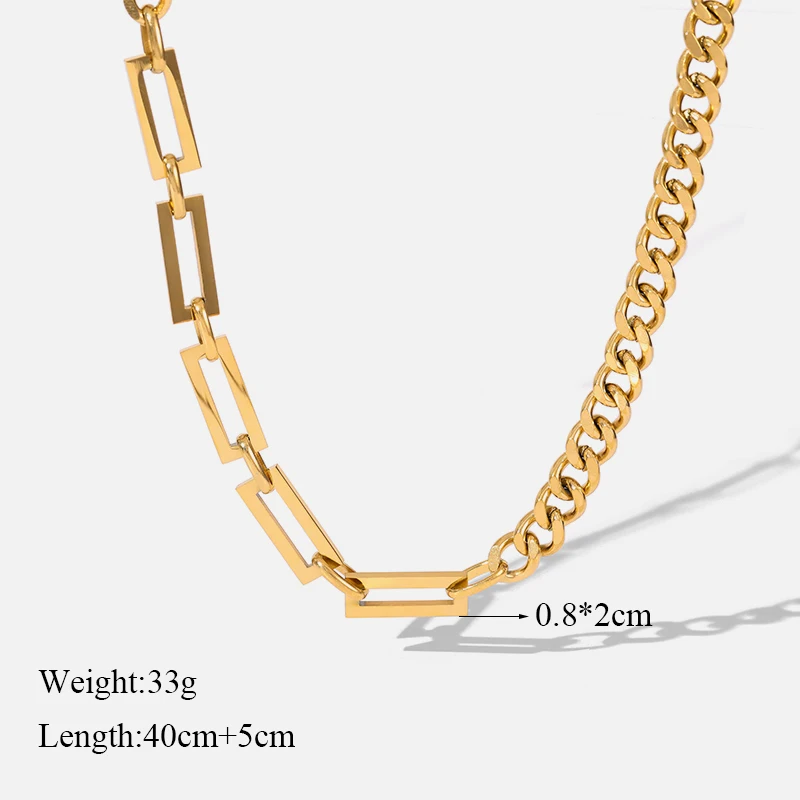 EILIECK 316L Stainless Steel Big Link Chain Gold Color Collar Necklace For Women Vintage Girls Charm Chain Party Jewelry Gifts