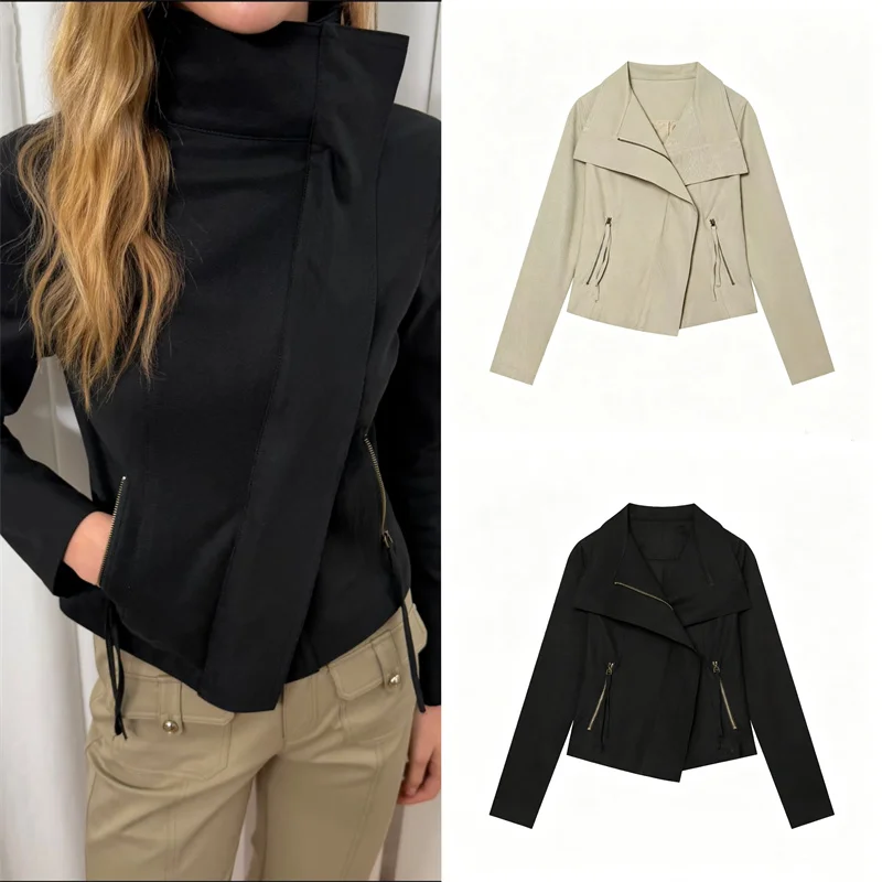 Guobioziy Women's Jacket 2026 Fall New Style, Asymmetrical Placket, Tailored Slim Fit, Fashionable and Elegant Women's Wear