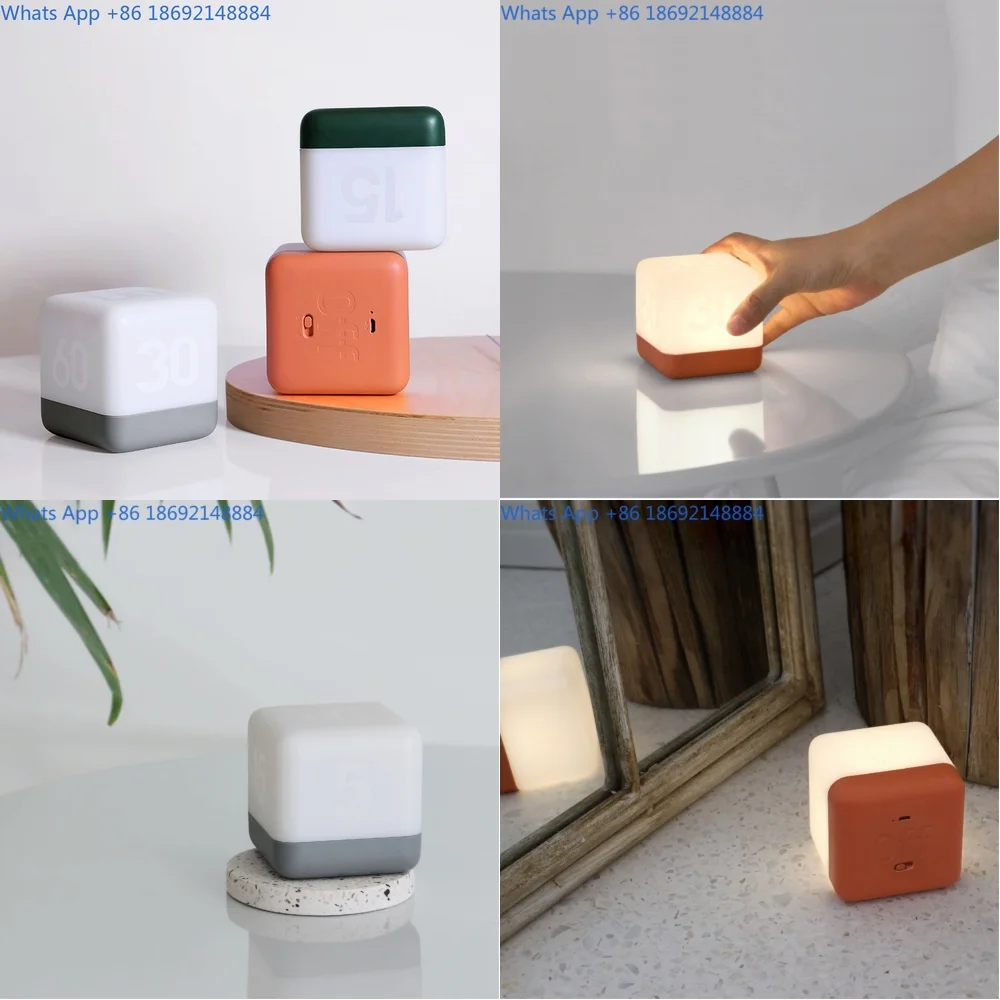 

Portable LED Timer Night Light with Rotating Cube Design for Bedroom Use