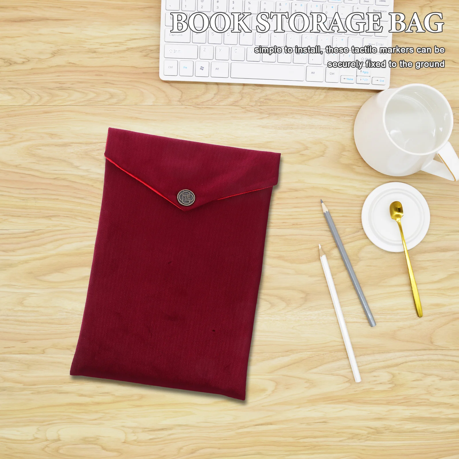 Bible Cover Storage Bag Corduroy Book Carrying Case Stationery Pencil Pen Holder Document Holder for Office School Travel