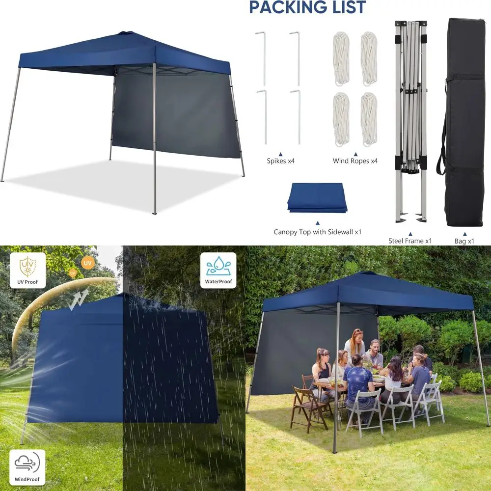

Portable Outdoor 8x8 Instant Pop-Up Canopy with Slanted Legs, Sidewall, Equipment Vents, Ideal for Patio, Deck, and Events