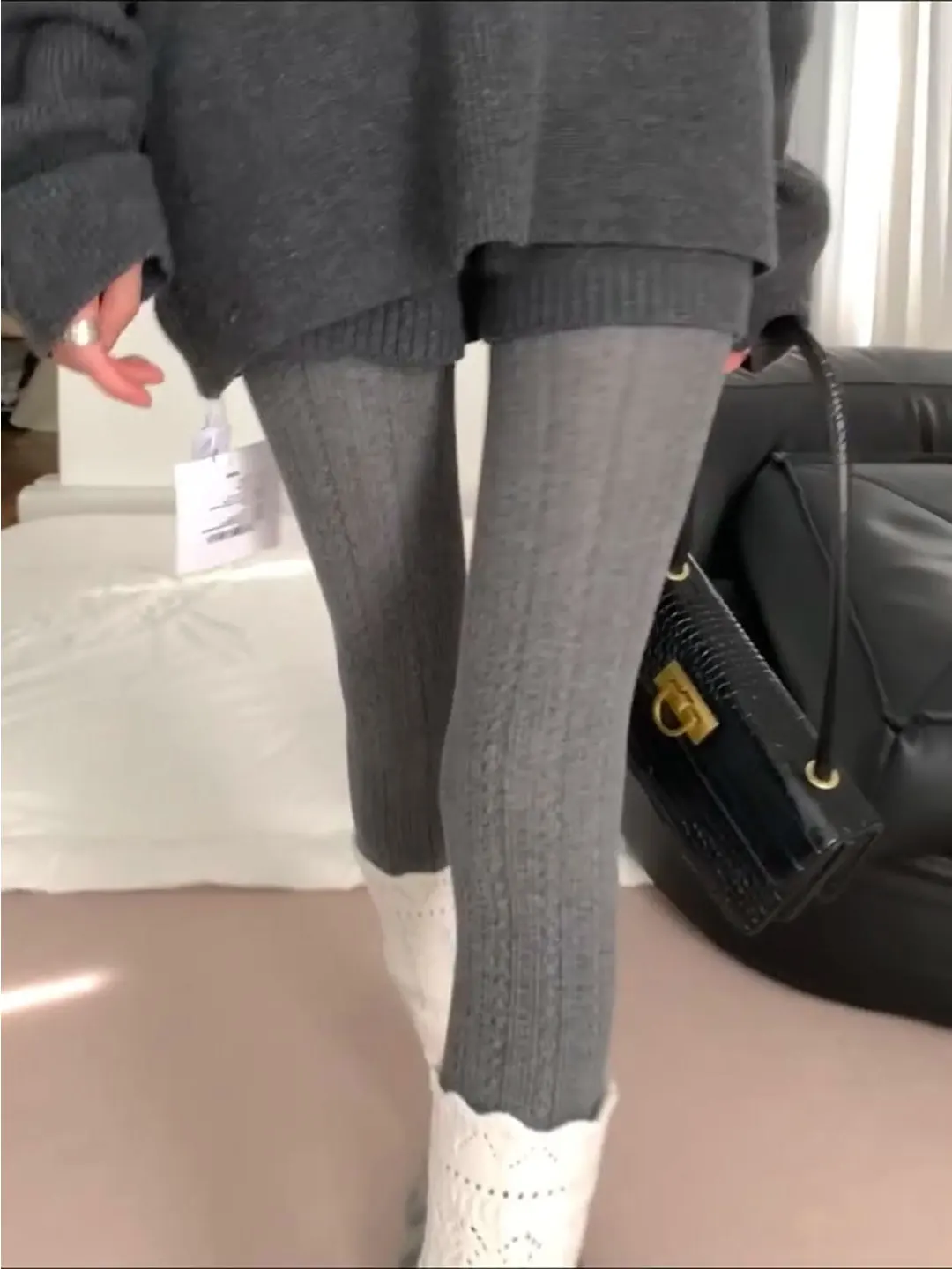 Ultra-Thin Knitted Leggings Stockings Women's Autumn Silk Stockings Micro-Permeability Base Layer Pants Casual Long Pants