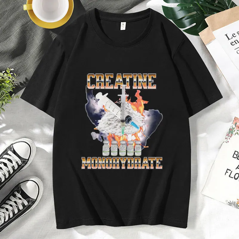 Unique Creatine Monohydrate Funny Graphic T Shirts Summer Fashion Comfort Cotton T Shirt Trend Oversized T-shirt Tops Men Women