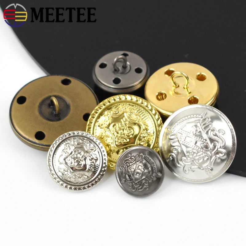 

10Pcs 12-30mm Retro Metal Buttons for Coat Jacket Copper Shank Button Garment Decoration Buckles Fastener DIY Sewing Accessories
