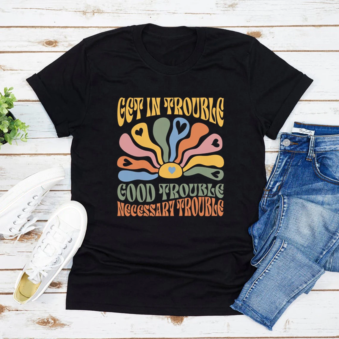 

Get in Trouble T-Shirt Good Trouble Necessary Trouble Shirt Womens Rights Tee Short Sleeve Women Tops Equality Tees Streetwear