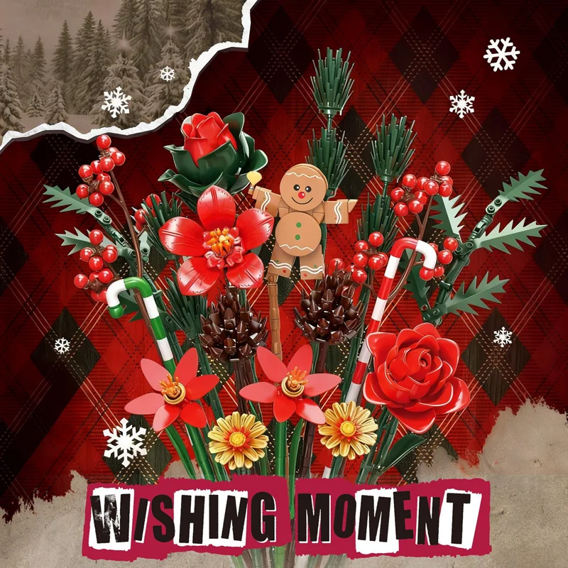 

11028 Gingerbread Man Flowers Bouquet Bricks Toys Plant Blocks Desktop Ornament DIY Bulding Blocks Sets Kid Gift