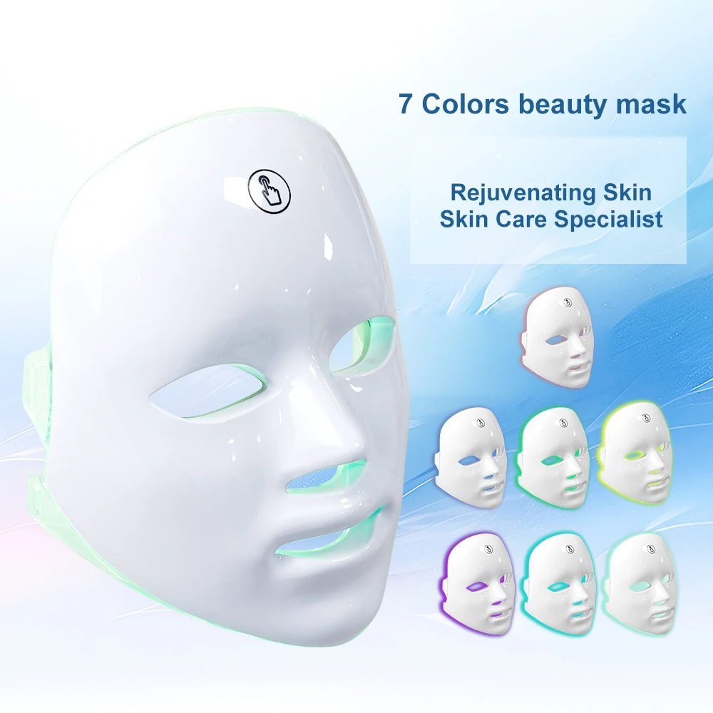 LED Facial Mask Photon Therapy Brightening 7 Colors Face Skin Rejuvenation Acne Care Shrinking Pores Anti-Wrinkle Home Facial