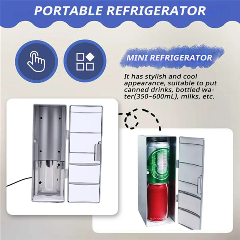 

ABFI Refrigerator Mini Usb Fridge Freezer Cans Drink Beer Cooler Warmer Travel Refrigerator Icebox Car Office Use Portable