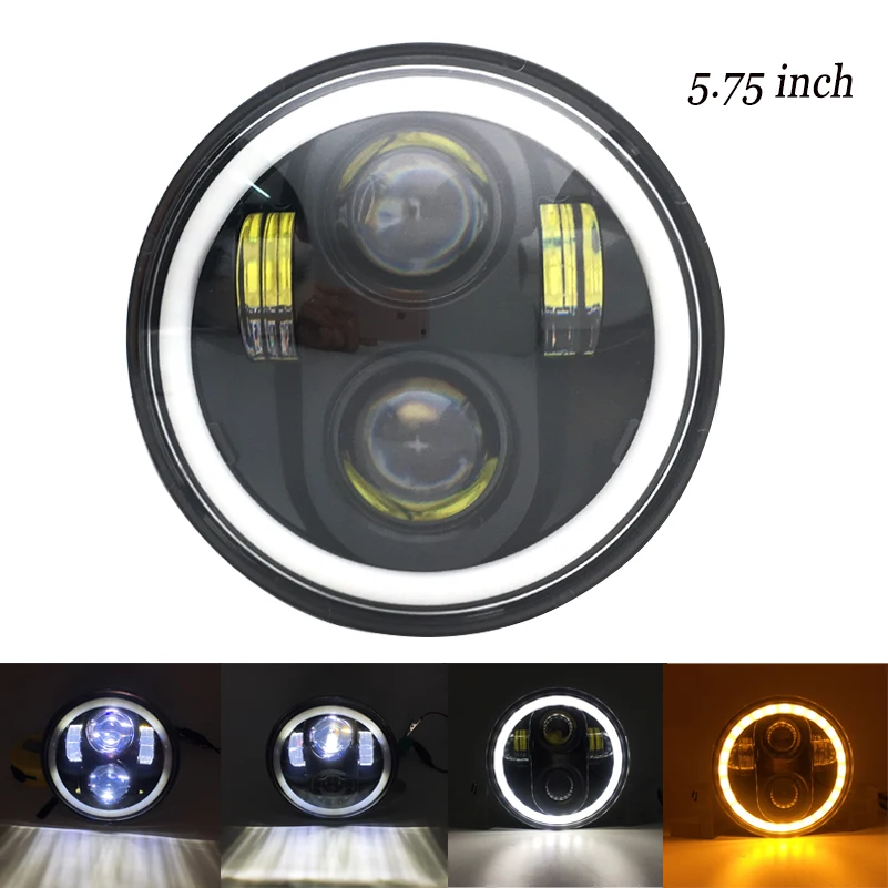 Faro LED negro de 5,75 pulgadas para motocicleta, 5, 3/4 \