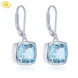 Natural Sky Blue Sterling Silver Drop Earring 5.4 Carats Genuine Topaz S925 Jewelry Simple Classic Style Party Anniversary