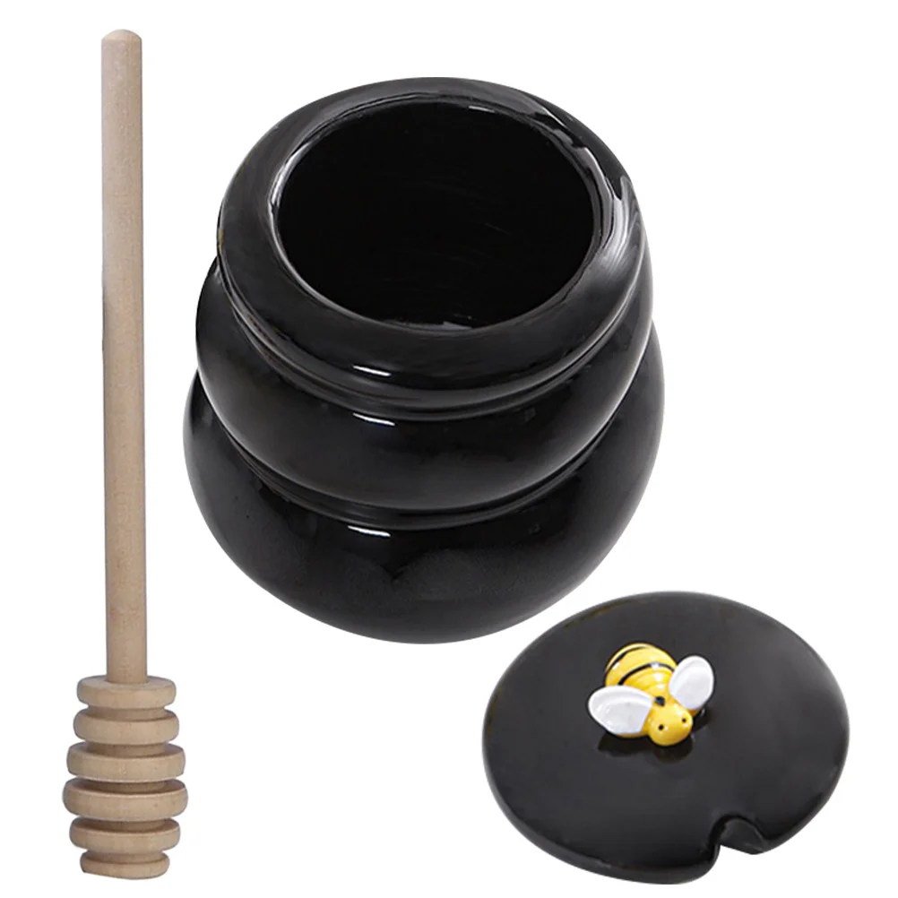 

Ceramic Lidded Kitchen Storage Jar Syrup Dispenser Container Cute Pot Household Kitchen Syrup Jar Adorable Honey Dispenser