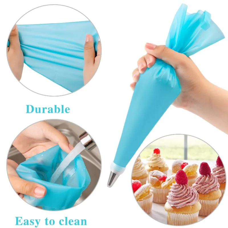 Stainless Steel Icing Tip Coupler Kit Reusable Silicone Piping Bags Disposable Cake Decor Bags Multi Shape Dough Scraper Home Baking Gadgets