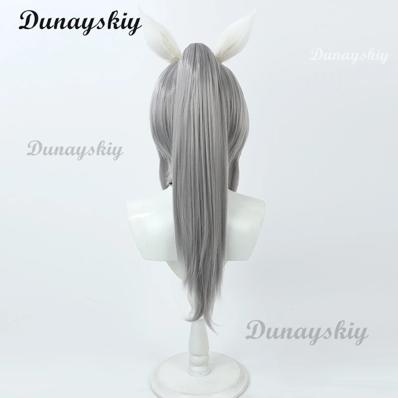 Tamamo Cross Anime Uma Musume Cosplay Wig Anime Game Role-playing Synthetic Grey Hair Halloween Party Costumes Props view 6