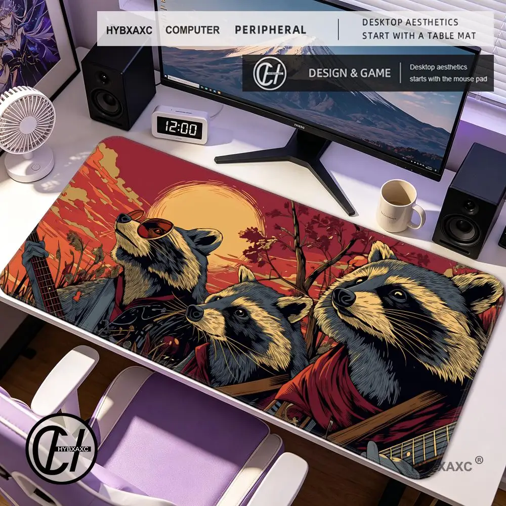 Funny Raccoon Musician MTG Playmat Magic Card Battle Mat Non-Slip Durable Commander playmat Board Game Mat for TCG