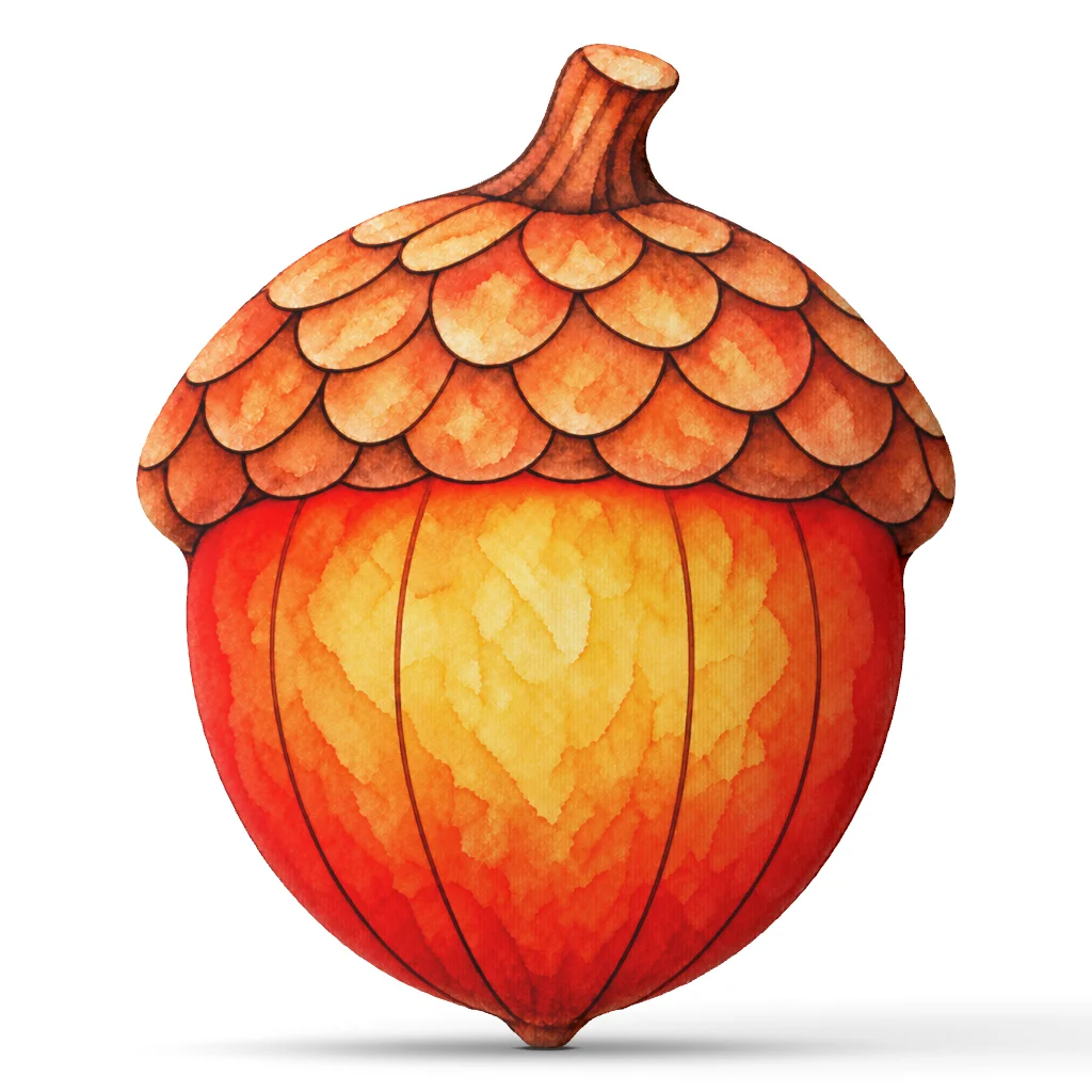 2D Flat Autumn Acorns Plush Pillow Thanksgiving Throw Cushion Irregular Stuffed Fall Harvest Seasonal Home Decor Accent Gift