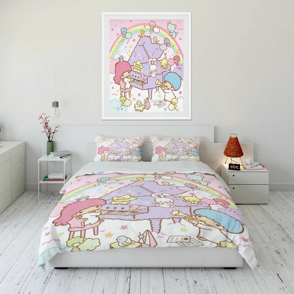 

Sanrio Little Twin Stars Printed Soft Bedding Set Cartoon Anime Duvet Cover Comforter Cover Boys Girls Children Adults Twin King