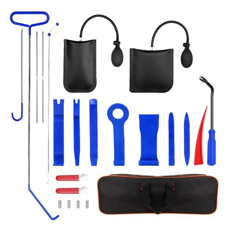 Car Emergency Kit With Car Window Wedge, Air Wedge Bag Pump, Long Reach Grabber, Auto Trimming Removal Tool