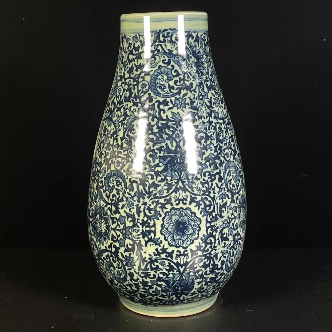 8.66 inch Chinese Jingdezhen Blue and White Porcelain Lotus Pattern Vase