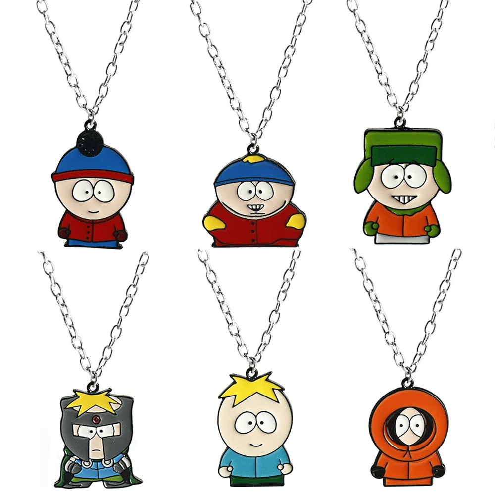 Collar de Anime del Parque Sur Stan Kyle Kenny Cartman, collar de cadena, joyería hecha a mano, regalos de joyería de un niño malo