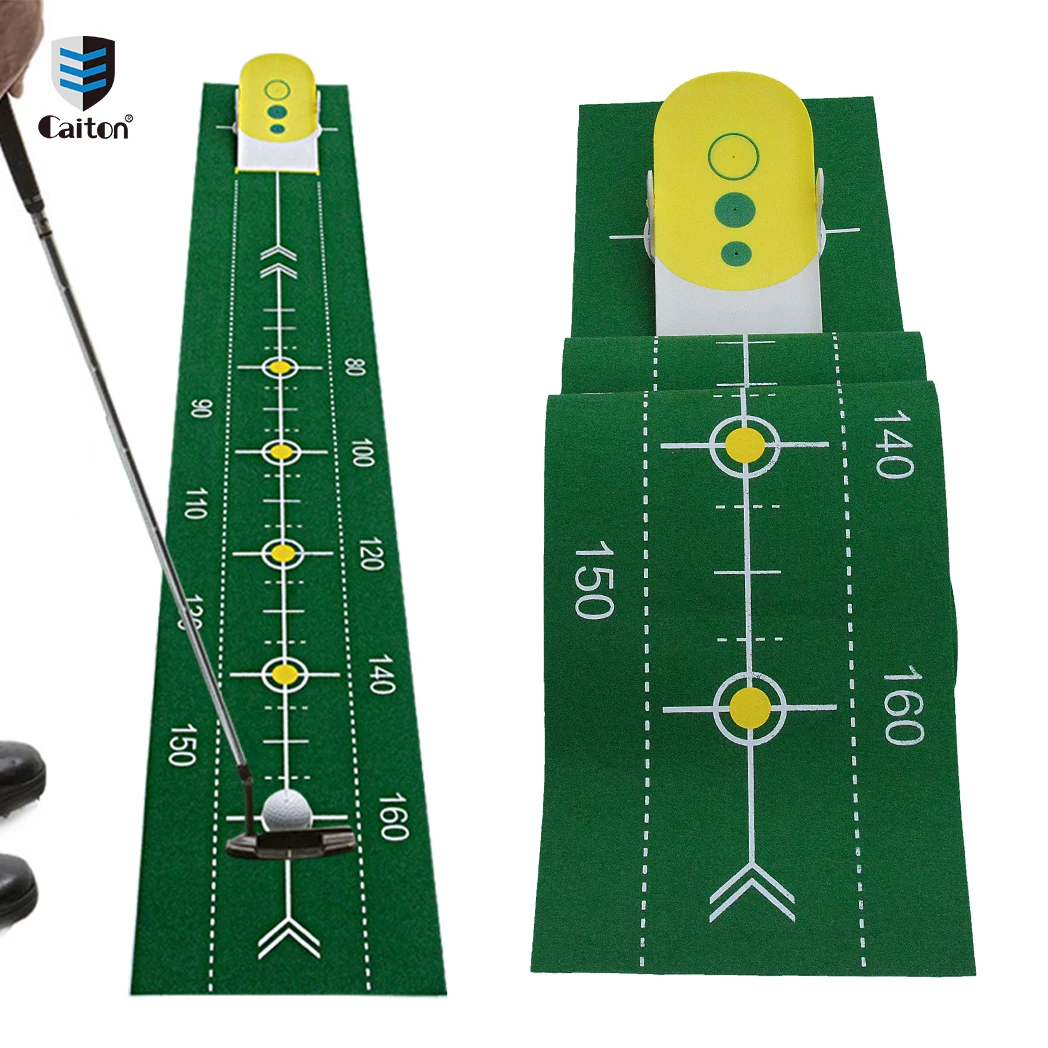 Caiton Golf Putting Mat: Portable Foldable Design, 6 Adjustable Slopes, Realistic Indoor Green with Auto Ball Return