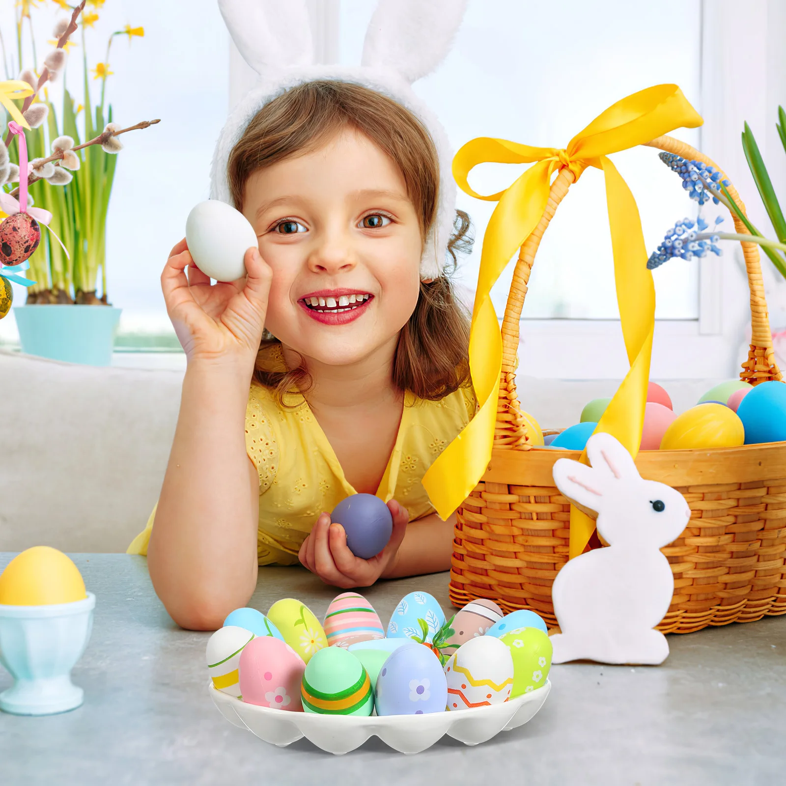 

1pc Ceramic Easter Egg Tray Serving Platter for Deviled Eggs 12 Grid Catering Dish Party Appetizer Holder Restaurant Use