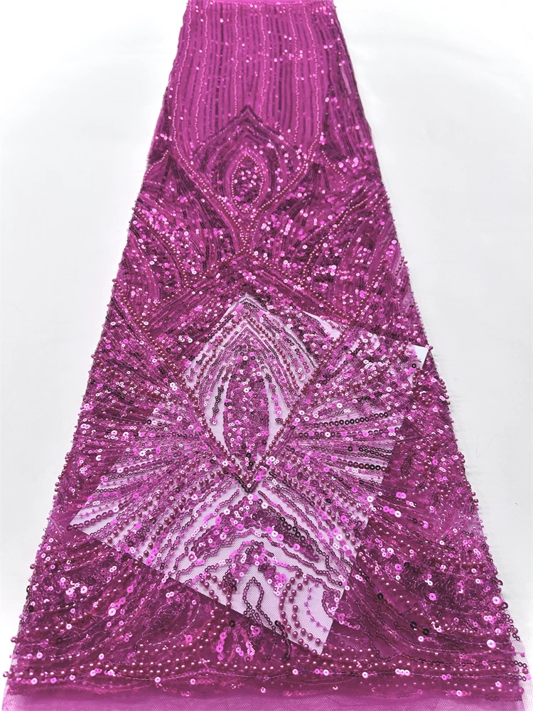 Африканская кружевная ткань с блестками, французская кружевная ткань ручной работы с вышивкой бисером, сетчатый материал с бусинами для вечернего платья в Нигерии