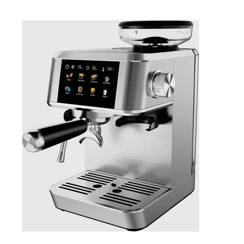 2 in 1 IMD Touch Screen 20 Bar ULKA Italian Pump Espresso 51mm Home Digital Stainless Steel Coffee Machine with Grinder