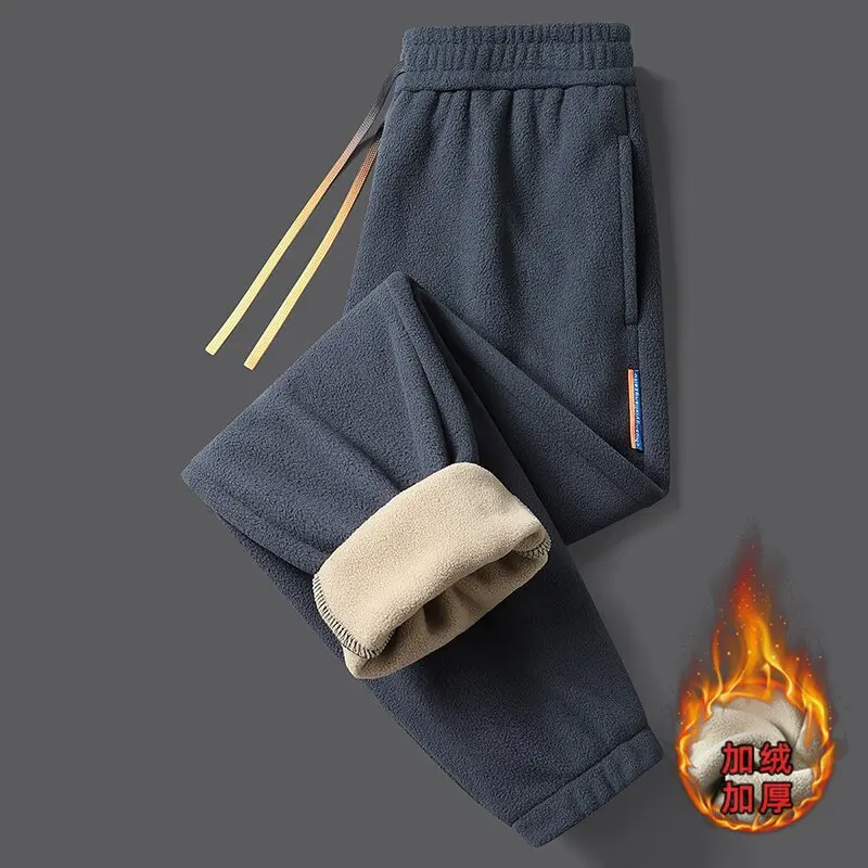 

Осень и зима, новые модные однотонные толстые бархатные теплые брюки для мужчин, повседневные свободные спортивные брюки высокого качества