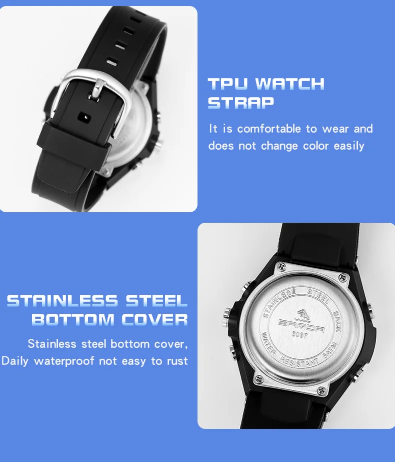 Hot Sale Sanda 6067 Fashion Relogio For Teenagers Girls TPU Strap Waterproof Digital Analog Display Alarm Mode Women Watch