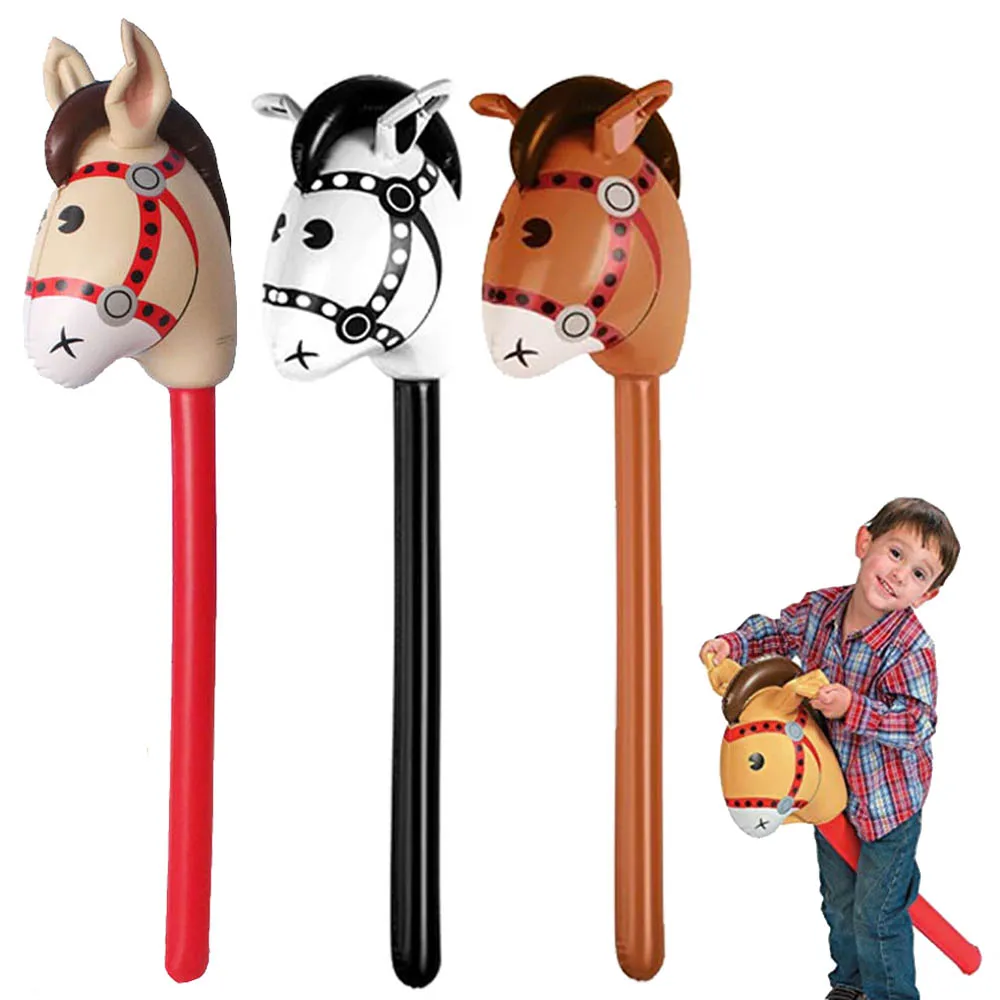 Inflatable Stick Horse Inflatable Horse Head on Stick Horse Costume Pony/Western Cowboy/Horse Baby Shower Birthday Party Favors