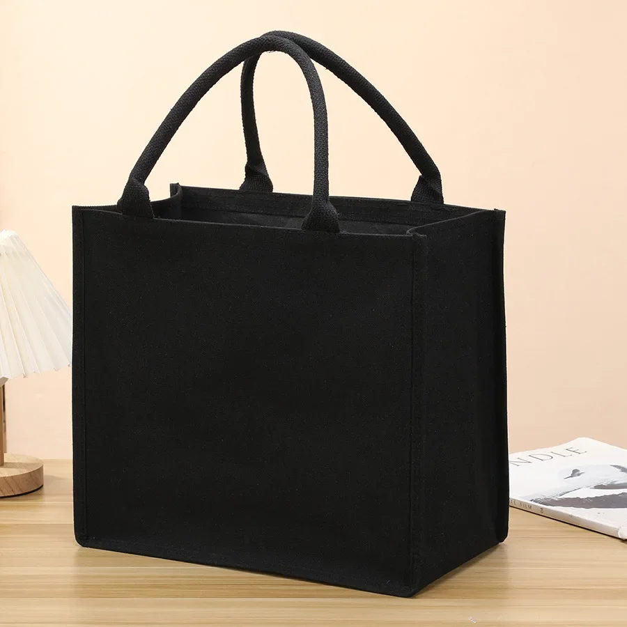 Black Tote Bag Canva Luggage Large Capacity Durable Shopping Bag Womens' and Men's Handbag Three-Dimensional Design