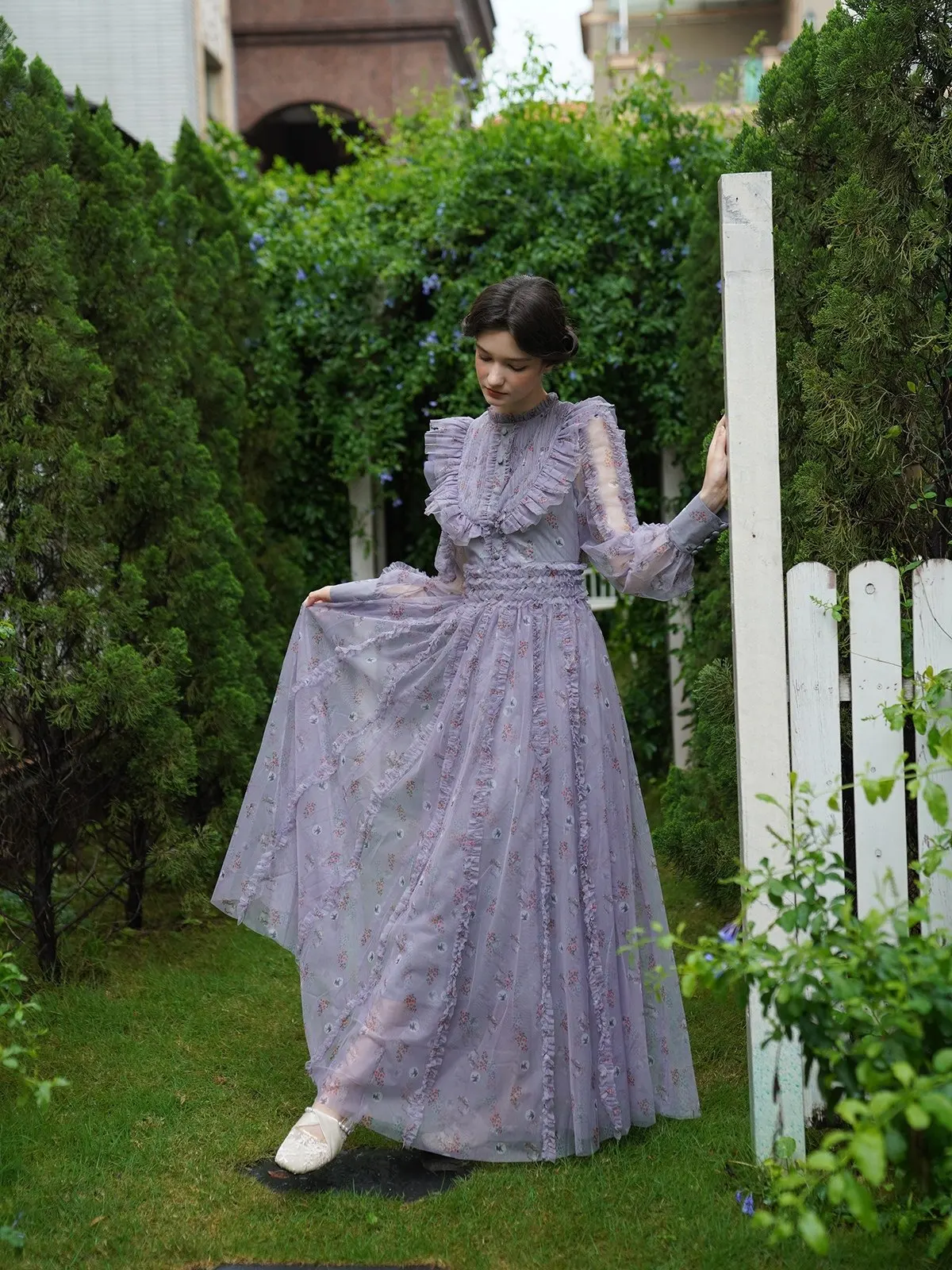 티이하일리 봄 화려한 여성 드레스 긴 소매 레이스 자수 롱 플로어 드레스 여성용 S-XL 빈티지 하이웨이스트 2026 레이어드