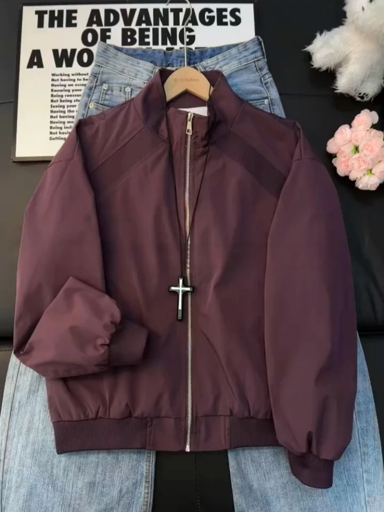 

East Wind Comes Flng Jaet Men's Sle Spring 2026 American Deconstructed Patchwork Baseball ort Coat Casual Loose Fit