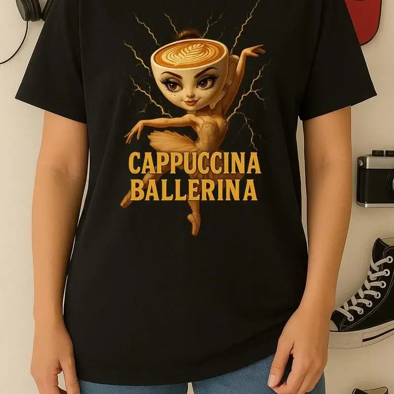 Ballerina Capuchina Funny Meme T Shirt Viral Gen Z for Shirtns Friends Cappuccino