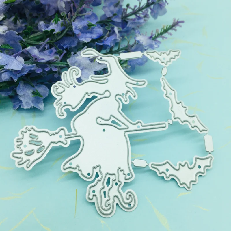 Broom Witch Etching Metal Cutting Dies DIY Scrapbook Die Cutout Wedding Party Craft Card Embossing Decoration Stencil Reusable