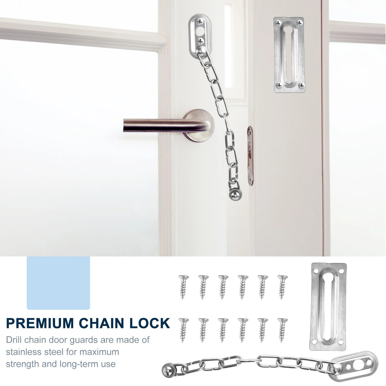 

2Pcs Door Chain Lock Heavy Duty Stainless Steel Security Chain Childproof Door Latch for Home Protection Lock for Home Security