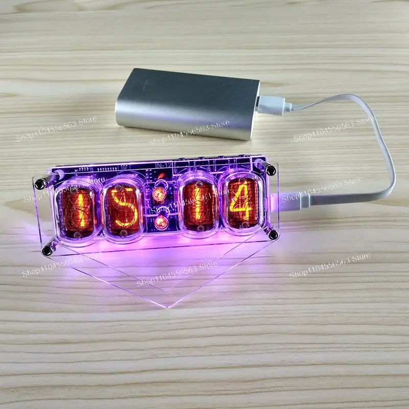 IN-12 Nixie Tube Clock, Vintage Glowing Display for Desk Decor and Electronics Enthusiast Gift