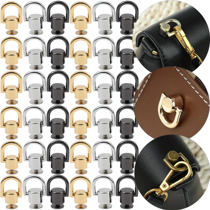 Retro D-shaped Ring Bag Side Clip Buckles  Metal Double D Buckle Handbag Chain Handles Connector Bag Strap Hardware Accessories
