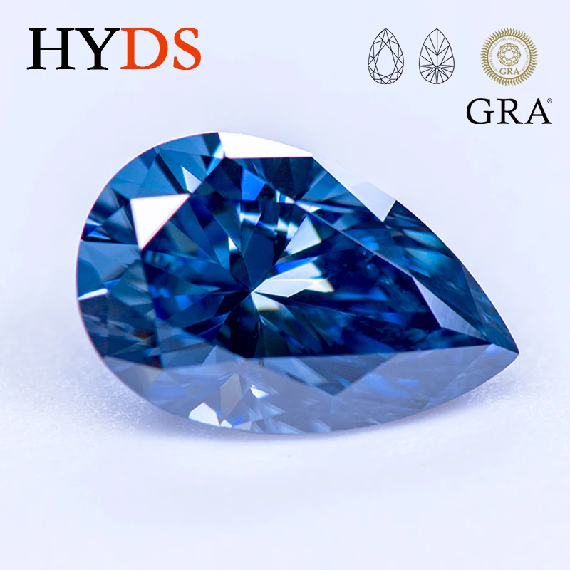 

Moissanite Stone Pear Shape Natural Colour Royal Blue VVS1 Gemstone Beads for Jewelry Making Ring Materials with GRA Certificate