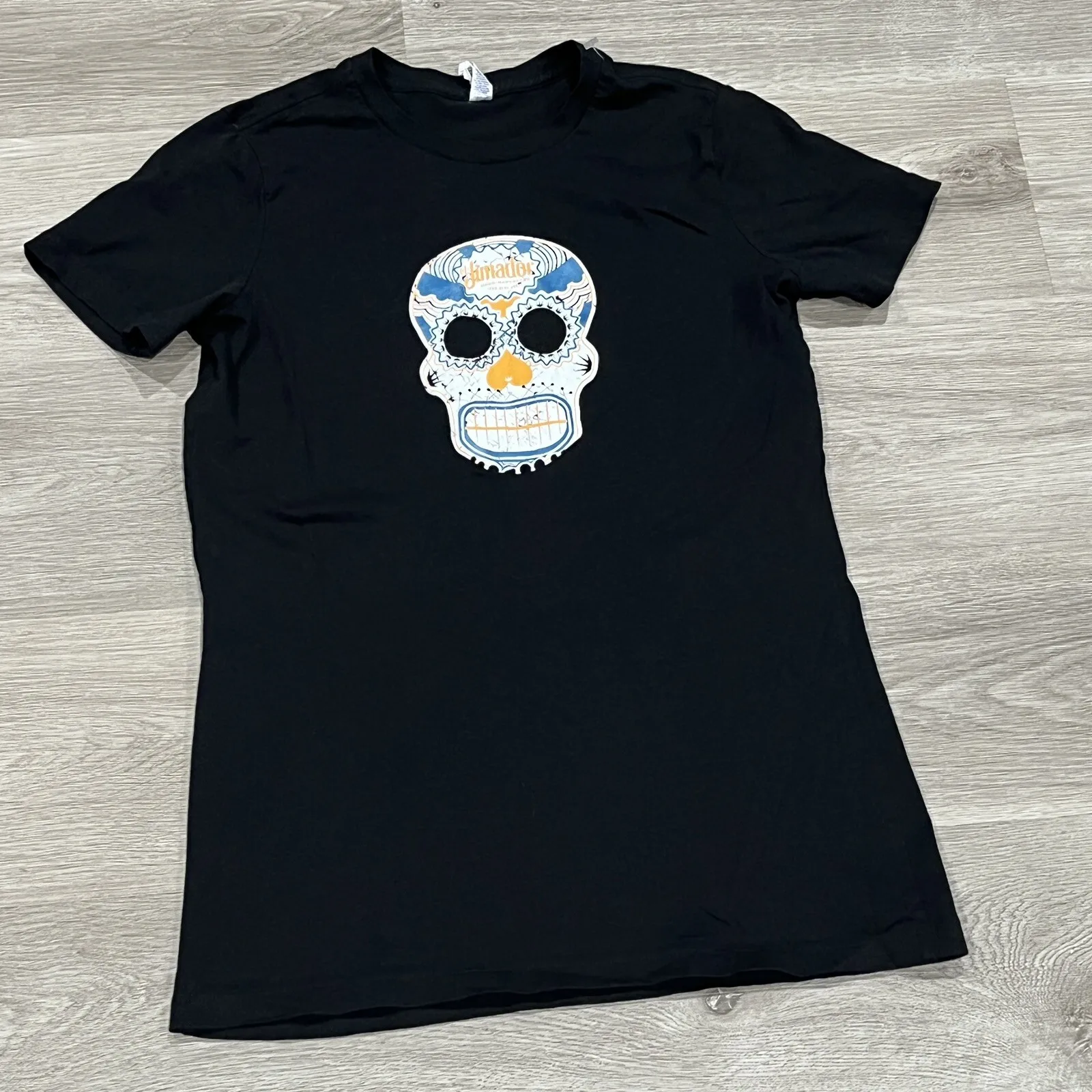 El Jimador Camiseta para mujer XL X-Large con logotipo de calavera y manga corta, color negro