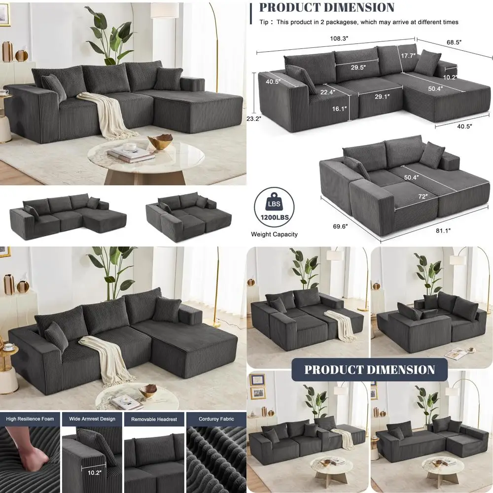 أريكة وحدات عصرية مستوحاة من السحابة على شكل حرف L مع كرسي مقطعي