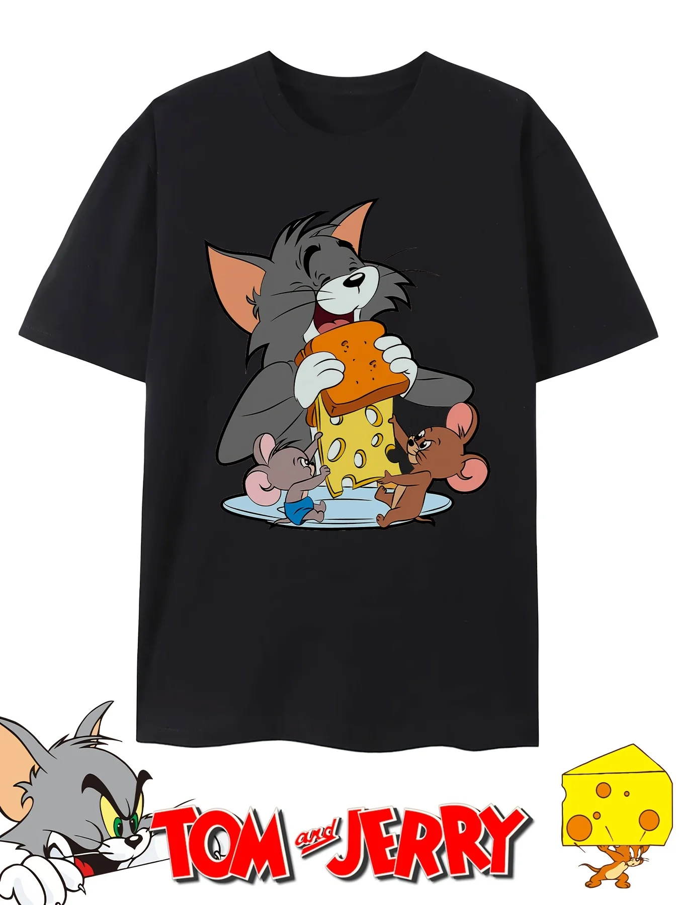 

Tom and Jerry Graphic Printing Summer Autumn Winter Cotton Men's and Women's T-shirts Short Sleeves Luxury Outdoor Sports Brand