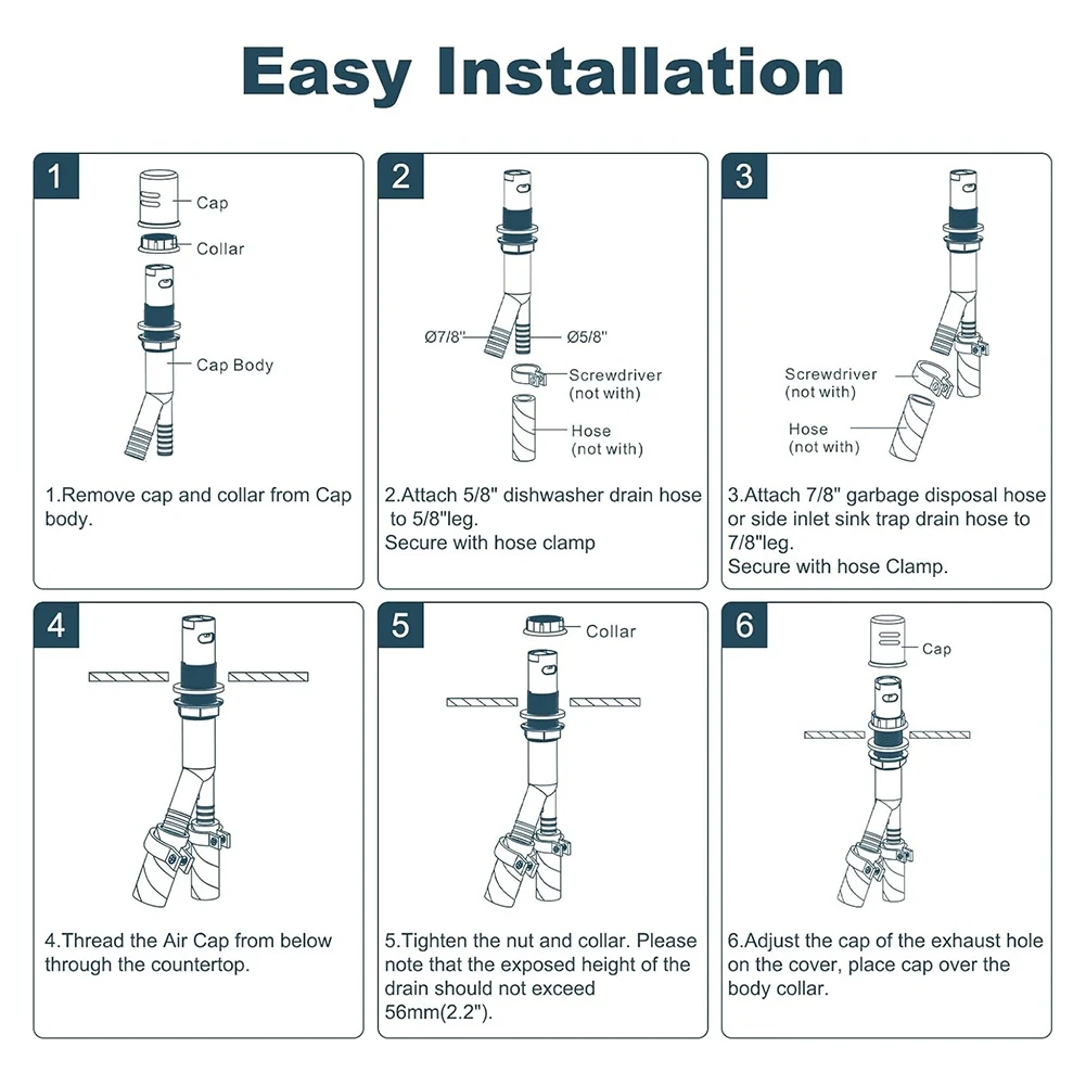 QA88X غطاء فجوات الهواء لغسالة الأطباق، أغطية فجوات الهواء لغسالة الأطباق لحوض المطبخ، مجموعة أغطية فتحات تهوية غسالة الأطباق من النحاس الصلب